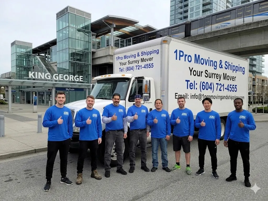 1Pro moving truck on a residential street in Surrey, BC